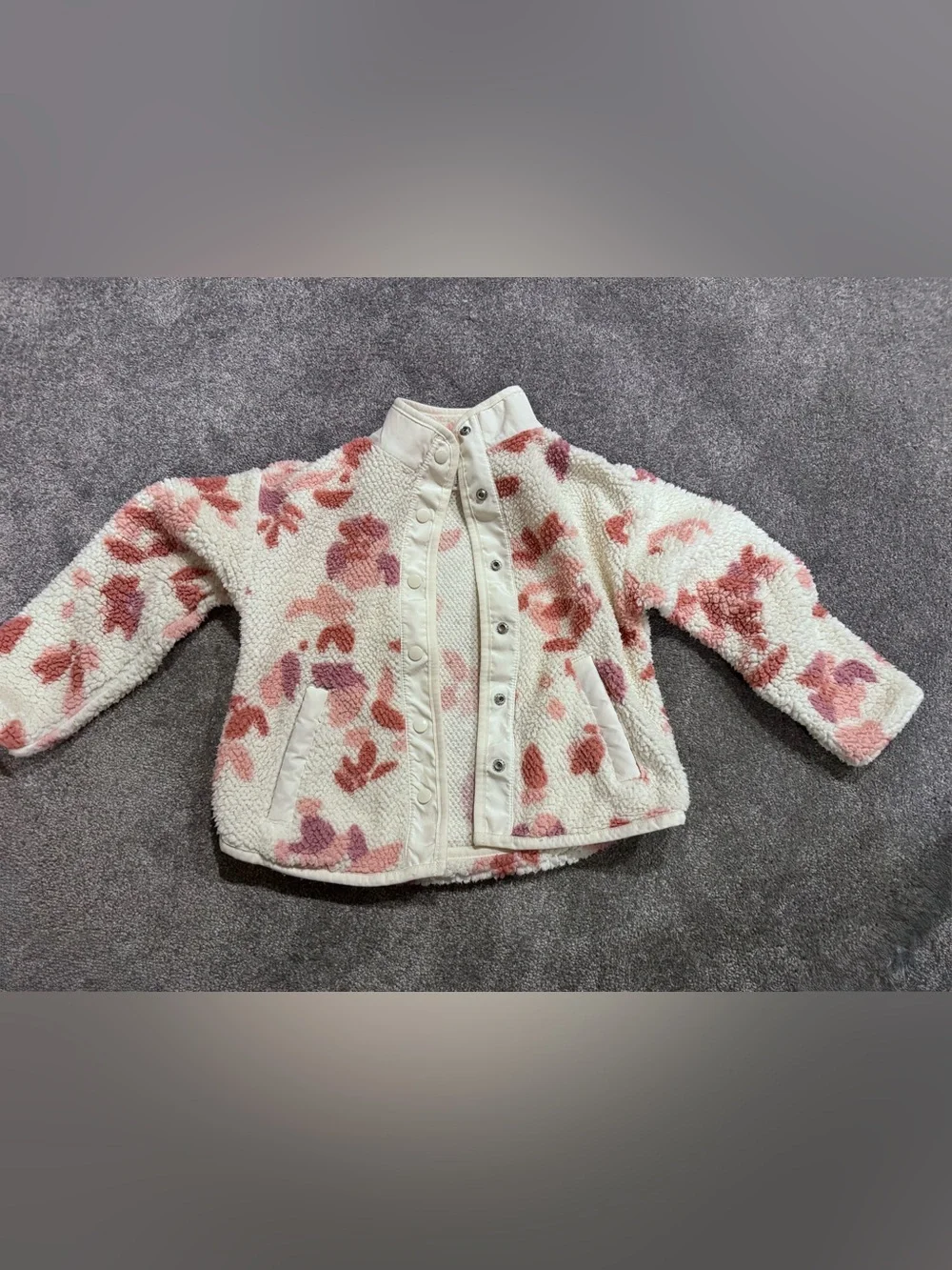 Carter's Cream Sherpa Jacket with Pink Floral Pattern